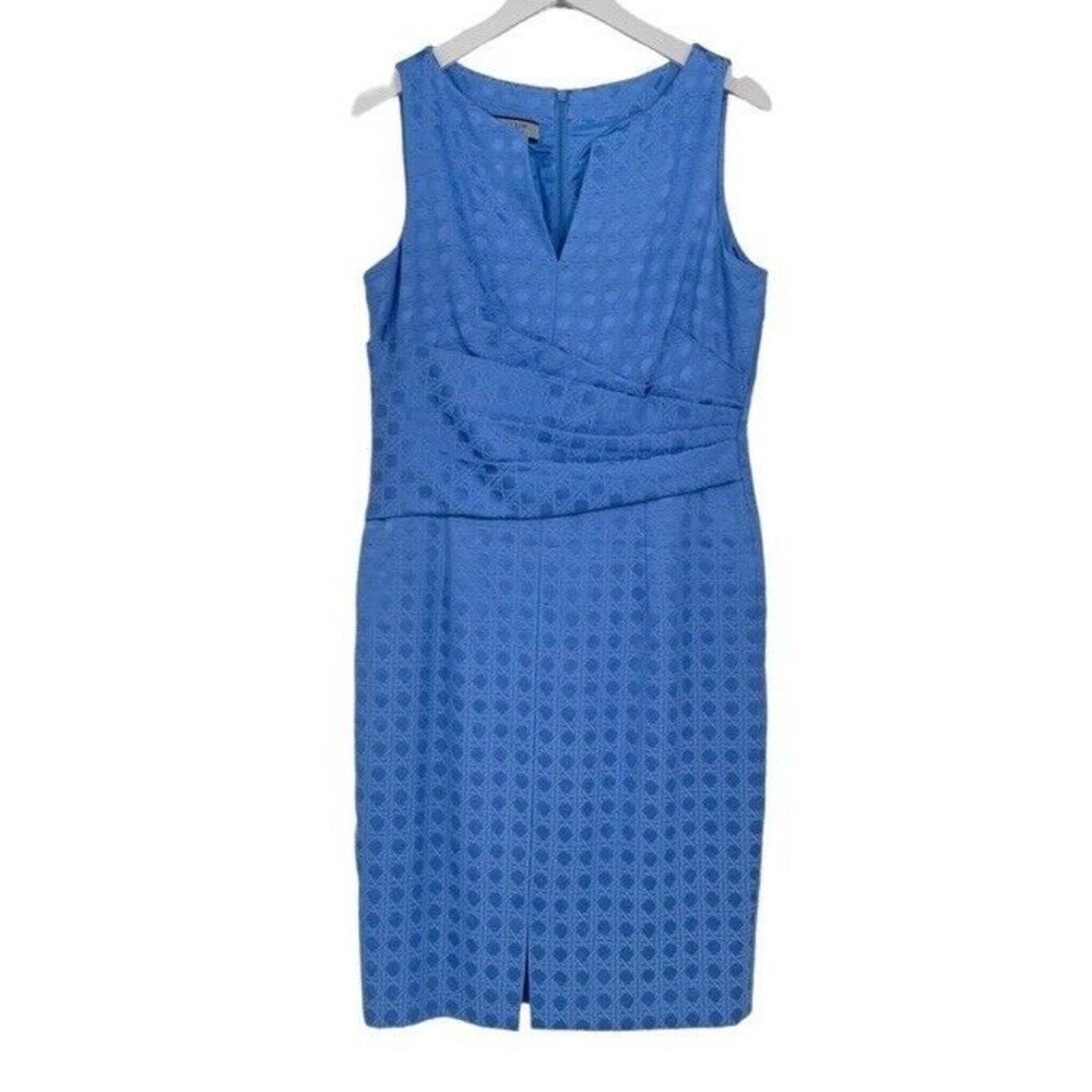 ANNE KLEIN Sheath Dress Cobalt Blue Sleeveless Textured Casual Workwear 12 NEW